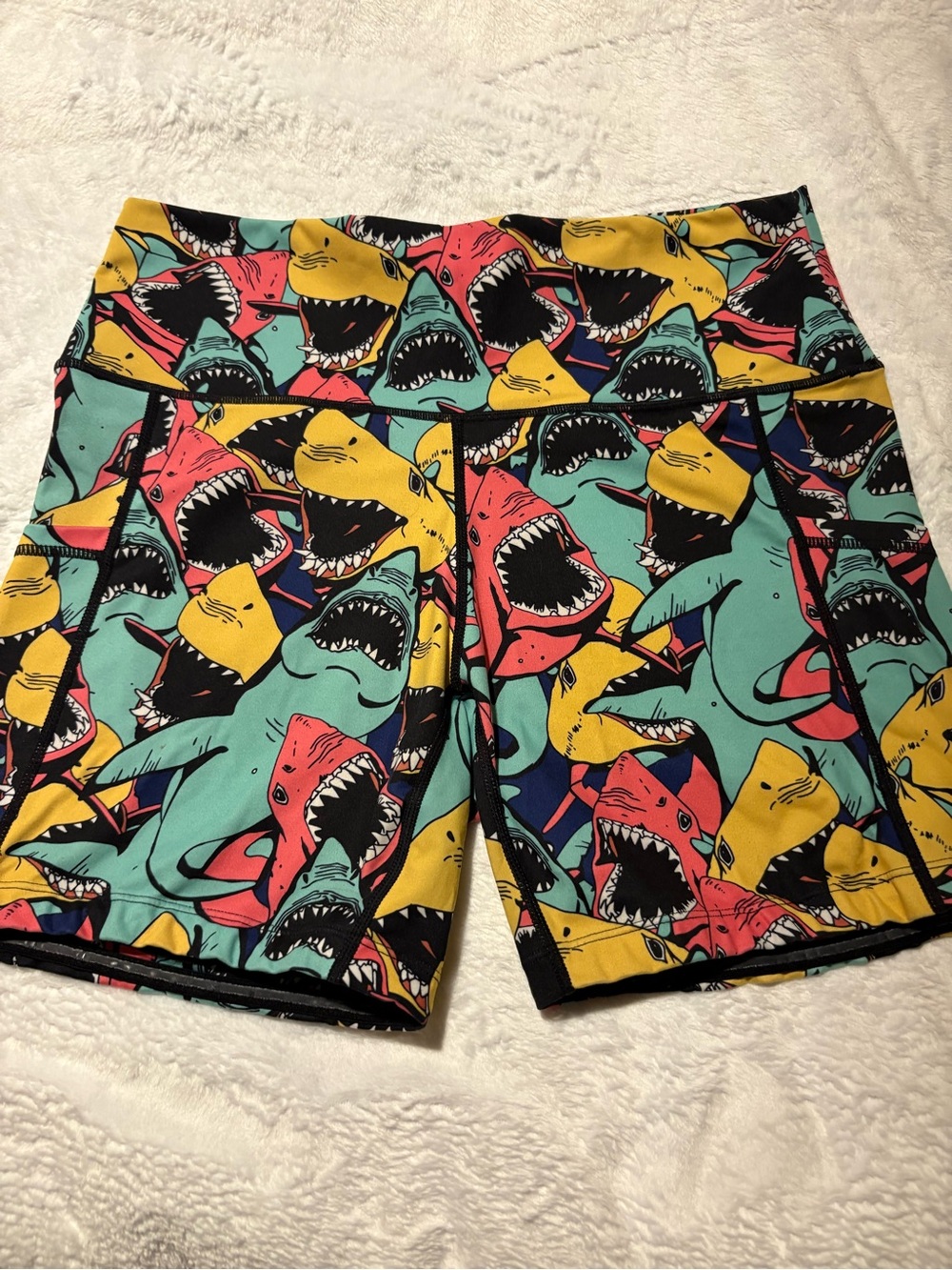Constantly Varied Gear Multicolor Shark-Print Bike Shorts - size Medium